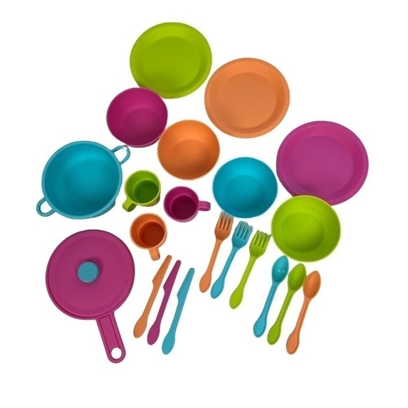 KIDKRAFT Children’s Kitchen Set 22 Pieces Some Missing Multi Color Plastic Clean - Picture 1 of 11